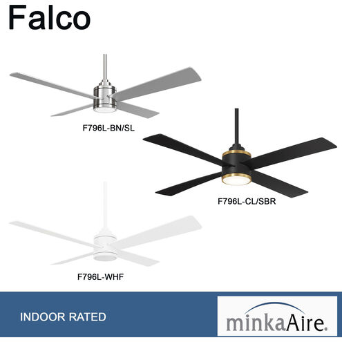 Falco 54 inch Brushed Nickel with Silver Blades Ceiling Fan